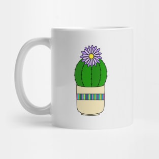 Cute Cactus Design #190: Barrel Cactus With Flower In Nice Pot Mug